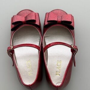 Red Sparkle 8T Bow Shoes